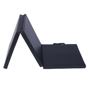 Estera de ejercicio de espuma gruesa de tres pliegues de nailon/cuero personalizada de fabricante 6 'x 2' con borde y asas para gimnasia - Product Image 1
