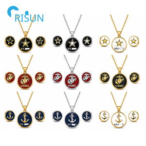 Set di Orecchini e Collana Commemorativi Personalizzati per Veterani dell'Aviazione e Forze Armate USA (USCG, USN, USAF, USMC) - Product Image 3