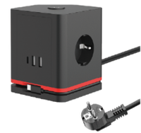 Multiprise intelligente USB Cube avec protection contre les surtensions, 3 prises CA, 3 ports USB, prise EU standard 16A 250V E-Sun GB03