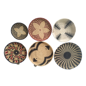 <strong>Boho</strong> Style Handmade Woven <strong>Wall</strong> <strong>Hanging</strong> Baskets Round Africa Style Abstract Pattern Plate <strong>Wall</strong> Art for Home Decor Restaurant Use - Product Image 4