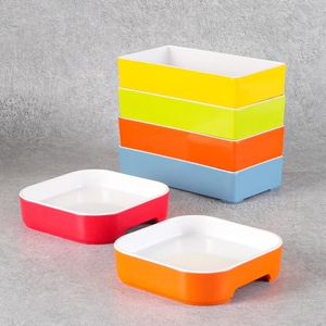 Rectangular Melamine <b>Plate</b> Set Stackable Solid Color For Hotel Party Commercial Use - Product Image 3