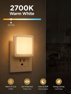 MAZ-TEK 3092 Lampe LED carrée de haute qualité, lumière nocturne LED du crépuscule à l'aube, blanc chaud, gradation progressive, prise EU/UK/US, fabricant OEM - Product Image 5