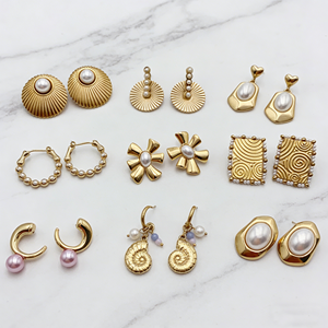 เครื่องประดับ XUPING ขายส่งจำนวนมาก ต่างหูแบบติดหูสำหรับผู้หญิง รูปทรงหัวใจ ดาว วงกลม และรูปทรงเรขาคณิต ทำจากสแตนเลสสตีล ชุบทอง 14K 18K สีทอง - Product Image 3