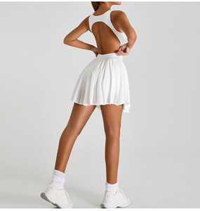 Wholesale Custom Fashion Breathable Quick Dry Spandex/Nylon Activewear <b>Elastic</b> <b>Skirts</b> Workout Tennis Dress for Women - Product Image 3