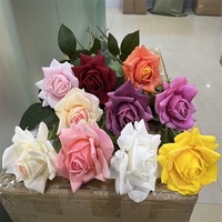 Vente en gros de fleurs artificielles en latex de haute qualité, grandes roses réalistes au toucher, blanches, roses, bleues, pour la décoration de mariage