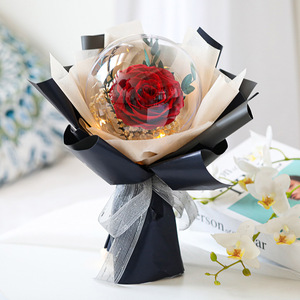 Regalo del Día de San Valentín 2024 rosas eternas globo Mini ramo boda acrílico un Grado Gran ramo de rosas preservadas para el Día de la madre - Product Image 5