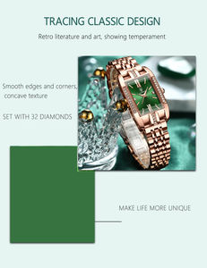 Poedagar นาฬิกาเพชรคุณภาพสูงแบรนด์ชั้นนำหรูหราธุรกิจแฟชั่นนาฬิกาควอตซ์กันน้ำทรงสี่เหลี่ยมสแตนเลส - Product Image 5