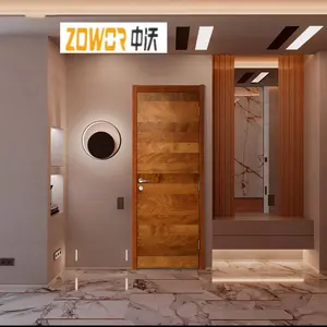 Safety Internal Fire Proof Flat Timber Flush Doors Hotel Room Walnut Fire Rated Wooden Door