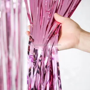 Hunli-telón de fondo de fotografía de varios tamaños para fiesta de niños, cortinas de color dorado brillante para boda - Product Image 2