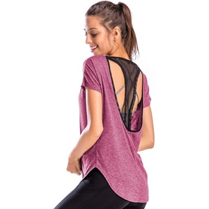 Nueva Camiseta Deportiva de Yoga para Mujer, Moda 2024, con Tirantes Cruzados, Diseño sin Espalda, Decoración de Malla, 60% Poliéster - Product Image 4