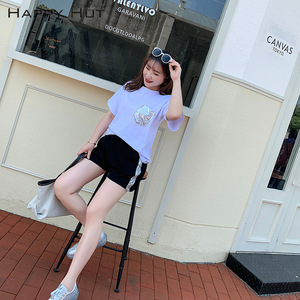 Happy Hut Ensemble deux pièces pour femme, t-shirt à paillettes avec poches et short noir, grande taille, N7049 - Product Image 2