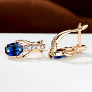 Nuevos <span class=keywords><strong>Pendientes</strong></span> de Aro con Cristales Rojos Granate Ovalados Estilo <span class=keywords><strong>SHEIN</strong></span> en <span class=keywords><strong>Oro</strong></span> Champán para Mujer, Elegantes y Minimalistas - Product Image 3