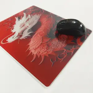 High Quality Customized Size Pattern Printing Cartoon Gaming Office Pc Game Esports Tempered Glass Mouse Pad