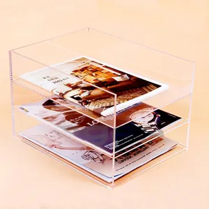 Custom Clear Pmma Plexiglass A4 Paper Notebook Brochure Display Stand Acrylic A4 Paper Rack