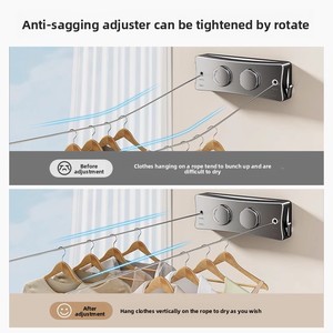 Tendedero Retráctil Invisible para Uso en Interiores/Exteriores, Instalación sin Taladro, Tendedero Retráctil con Cable de Acero - Product Image 4