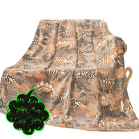 Mignon doux et confortable lumineux dinosaure jeter des couvertures brillent dans le décor sombre présent pour noël pâques plaine Style literie cadeaux jouets