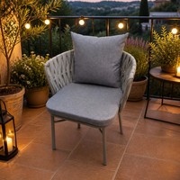 Ensemble de chaises de jardin en rotin - Mobilier d'extérieur en métal imperméable pour salon, salle à manger, hôtel et parc