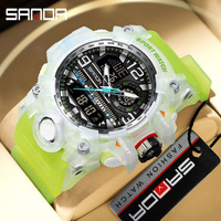 Reloj Digital SANDA 3133 para Parejas Adolescentes, Correa Transparente, Resistente al Agua, Multifuncional, Luminoso, con Alarma, Unisex, para Estudiantes