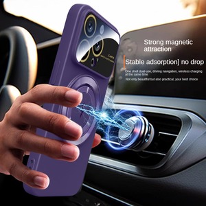 Sốc bằng chứng người giữ Nhẫn đứng trường hợp điện thoại cho <span class=keywords><strong>Iphone</strong></span> 13 14 15 MagSafe cao su Silicone bảo vệ điện thoại với máy ảnh bảo vệ ống kính - Product Image 3