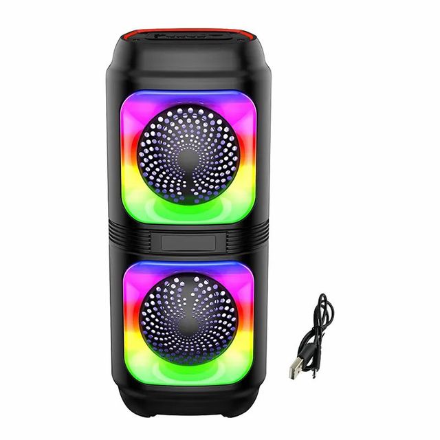 4 Inch RGB LED Light Karaoke Party Wireless BT5.0 High Power Speaker