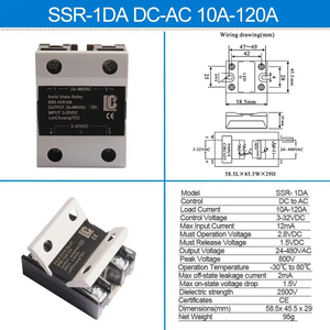 Relais statique monophasé AC/DC SSR 10A 25A 40A 60A 80A 100A 120A 180DD 240DD DA DD G663 - Product Image 3