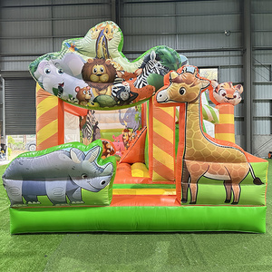 Castillo Inflable Hpfburg Zoo <span class=keywords><strong>EN</strong></span> 14960, Casa de Brinco con Tobogán para Niños, Uso <span class=keywords><strong>en</strong></span> Interiores y Exteriores - Product Image 1