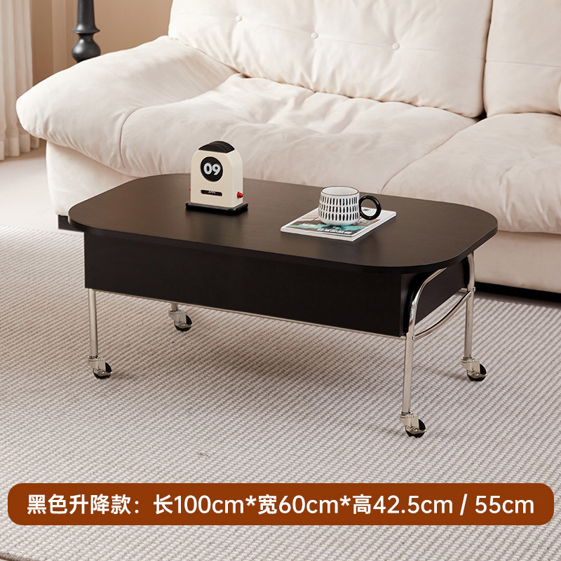 Black coffee table with hydraulic lift