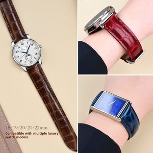 Correa de reloj de cuero de grano superior Blister suave correa de cuero de grano de bambú 18mm 22mm Universal para reloj de marca reemplazar correa de reloj - Product Image 2