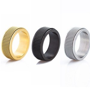 Anillos De Hombre Acero Inoxidable New Design Double Layer Rotatable Mesh <span class=keywords><strong>Chain</strong></span> Fidget <span class=keywords><strong>Rings</strong></span> <span class=keywords><strong>Men</strong></span> soulage l'anxiété rotative ring - Product Image 4