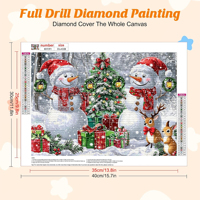 Kits de peinture au diamant pour cadeaux, kit de peinture au diamant de Noël, bonhomme de neige, scène de neige, peinture au diamant 5D, art et artisanat