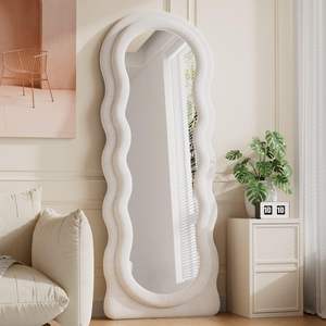 โรงงานขายส่ง ผ้าฟลานเนลหุ้มโครงไม้โค้งรูปทรงอิสระแบบเต็มความยาว สำหรับตั้งพื้นหรือแขวนผนัง ตกแต่งห้องนั่งเล่น ลายคลื่น - Product Image 2