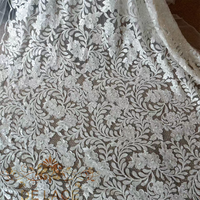 Tissu en dentelle à paillettes DALACE JZQ avec broderie florale en tulle faite à la main pour robe de mariée