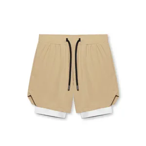 Fabricant de shorts de course à séchage rapide pour hommes de 7 pouces avec poche à fermeture éclair taille élastique shorts de fitness pour exercices d'athlétisme