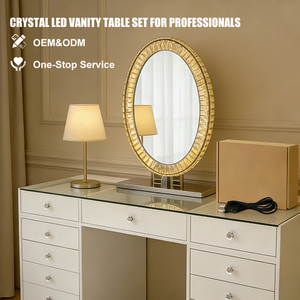 Premium Crystal LED verlichte make-upspiegel met dimbare aanraakbediening voor professioneel en thuisgebruik - Product Image 2
