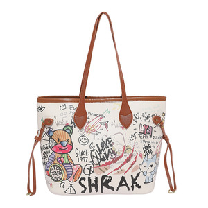 Nuova Borsa a Tracolla in PU con Graffiti, Tendenza Streetwear, Grande Capacità, Personalizzata, alla Moda, Borsa Tote Quadrata Orizzontale - Product Image 6