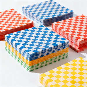 Wholesale Custom Checkered Red <b>Blue</b> Yellow White Printed Wax <b>Paper</b> Sheets Food Grade Greaseproof Waterproof Sandwich Burger <b>Wrap</b> - Product Image 1