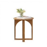 Table d'appoint ronde en bois de manguier massif faite à la main et table basse pour salon
