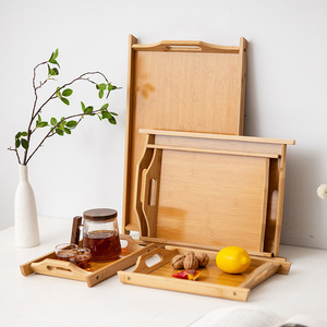 Household bamboo trays, dinner plates, snack plates, hotel dessert plates, rectangular bamboo and wood tea trays, barbecue - Product Image 1