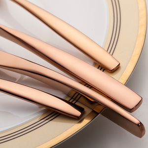 Set di posate JiuJiuJu coltello forchetta cucchiaio bacchette di lusso per bar bar lucido oro rosa set di posate - Product Image 4