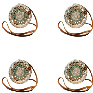 Lombok Heritage verde blanco degradado ratán bolsa tejida a mano elegante tradicional mimbre artesanías Gendit motivo Indonesia estilo Natural - Product Image 3