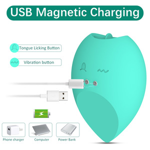 Yellow Clitoral <b>Vibrator</b> With Magnetic Charging And Tongue Licking Button For Women Adult Stimulation Toy - Product Image 4