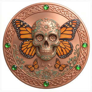 <strong>1</strong> oz .999 Fine Copper UV Plated Monarch Butterfly Sugar Challenge Coin Soul <strong>Transformation</strong> Memento Mori Collectible Art - Product Image 1