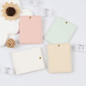 Custom Logo Small Square Rotatable Pu Leather Cover Mini Mirror <b>Compact</b> Gift <b>Makeup</b> Mirror - Product Image 2