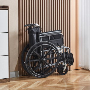 Fauteuil roulant manuel pliable portable noir 13 kg en acier carbone pour personnes âgées et handicapées, usage domestique - Product Image 3