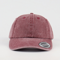 Casquette de baseball 6 panneaux de haute qualité, personnalisée, en denim de coton délavé à pois, style vintage, avec logo brodé à la main, pour l'extérieur
