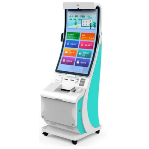 Intelligent Automatic Curved Modern Hospital Free Standing Self Service Touch Screen test Report Printing Self Payment Kiosk