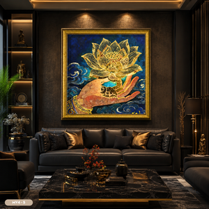 Arte Mural de Lujo Hecho a Mano en Vietnam con Lámina de Oro, Pintura Decorativa de Paisaje de Palacio Personalizada OEM ODM, Proveedor de Fábrica - Product Image 4