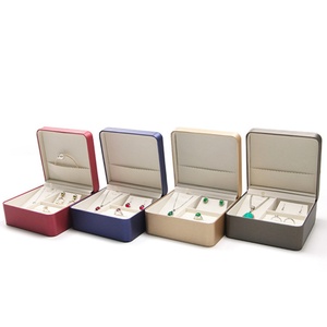 Luxury Big Jewelry Box Packaging Fashion Square Jewelry Clamshell Box Pu Leather Ring Necklace <b>Earring</b> Jewelry <b>case</b> Full Set - Product Image 1