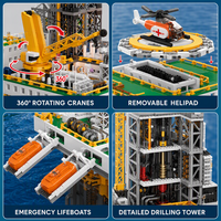 Ensemble de blocs de construction personnalisé de 3271 pièces, Plateforme de forage en eaux profondes Blue Whale I, Kit de modèle STEM avec lumières, Marque privée