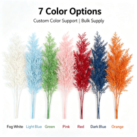 6 Fleurs artificielles en plastique à branches multiples, effet de brume, type herbe de queue de phénix, pour décoration de mariage, allées, salles de réception, hôtels et plafonds de maison